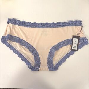(2 Pairs) NEW fleur't Iconic Boyshort Soft Lace Trim Panty 600 Ivory Blue Bridal